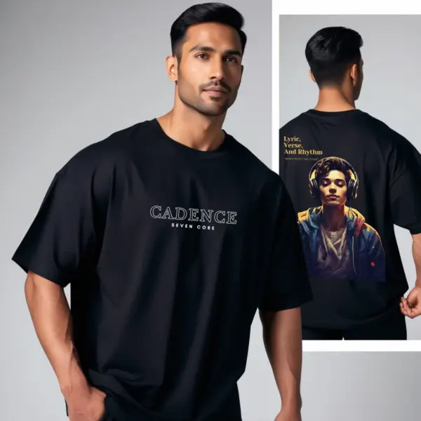 Seven Core Oversized Unisex T-Shirt – "Music Paints Emotion" Where rhythm meets soul — wear the sound of your emotions. - Image 5